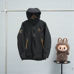 Arc'teryx Black and Gold Hooded Jacket Men's